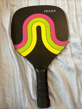 Men's Black Pickleball Paddle with Pink and Yellow Accents